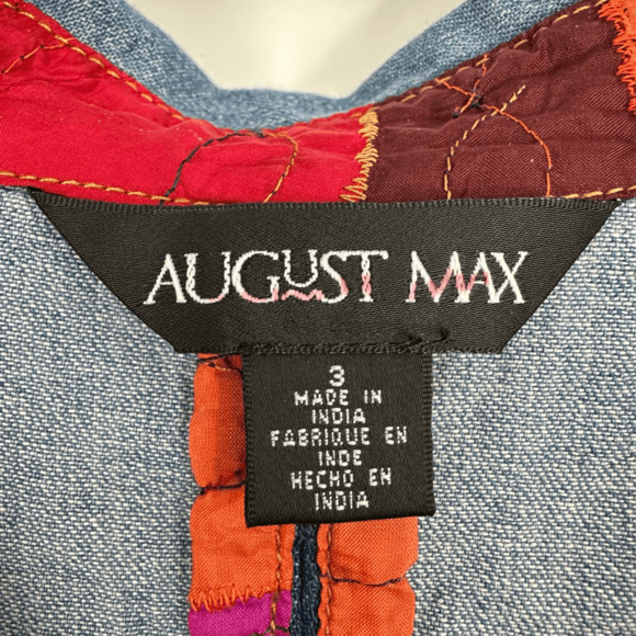 Vintage August Max Womens Denim Shirt Dress Midi Size L Cotton Silk Western Blue - Picture 3 of 16